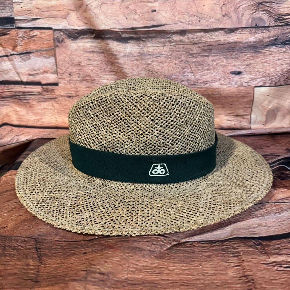 Pioneer Seed Fedora Panama Straw Hat Men's One Size Fits All Beige Green
